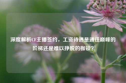 深度解析CF主播签约，工资待遇是通往巅峰的阶梯还是难以挣脱的枷锁？
