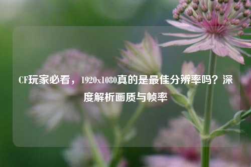 CF玩家必看，1920x1080真的是最佳分辨率吗？深度解析画质与帧率