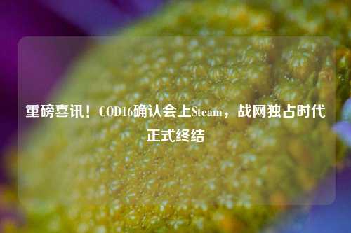 重磅喜讯！COD16确认会上Steam，战网独占时代正式终结