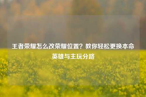 王者荣耀怎么改荣耀位置？教你轻松更换本命英雄与主玩分路