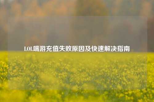 LOL端游充值失败原因及快速解决指南